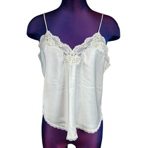 Victoria's Secret Ivory‎ Satin Sexy Lace Cami Slip Top Size Medium Women's V36
